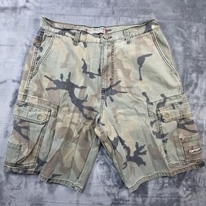 VTG Baggy U.S. Polo Assn. Shorts Mens 33 Green Camo Cargo Cotton Canvas Relaxed